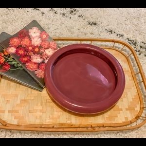 Large Vintage Cranberry Planter or Plant Saucer